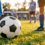 Les jeunes en train de jouer au foot sur le terrain.