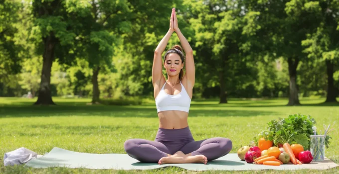 Personnes pratiquant sport et alimentation équilibrée pour réduire le stress